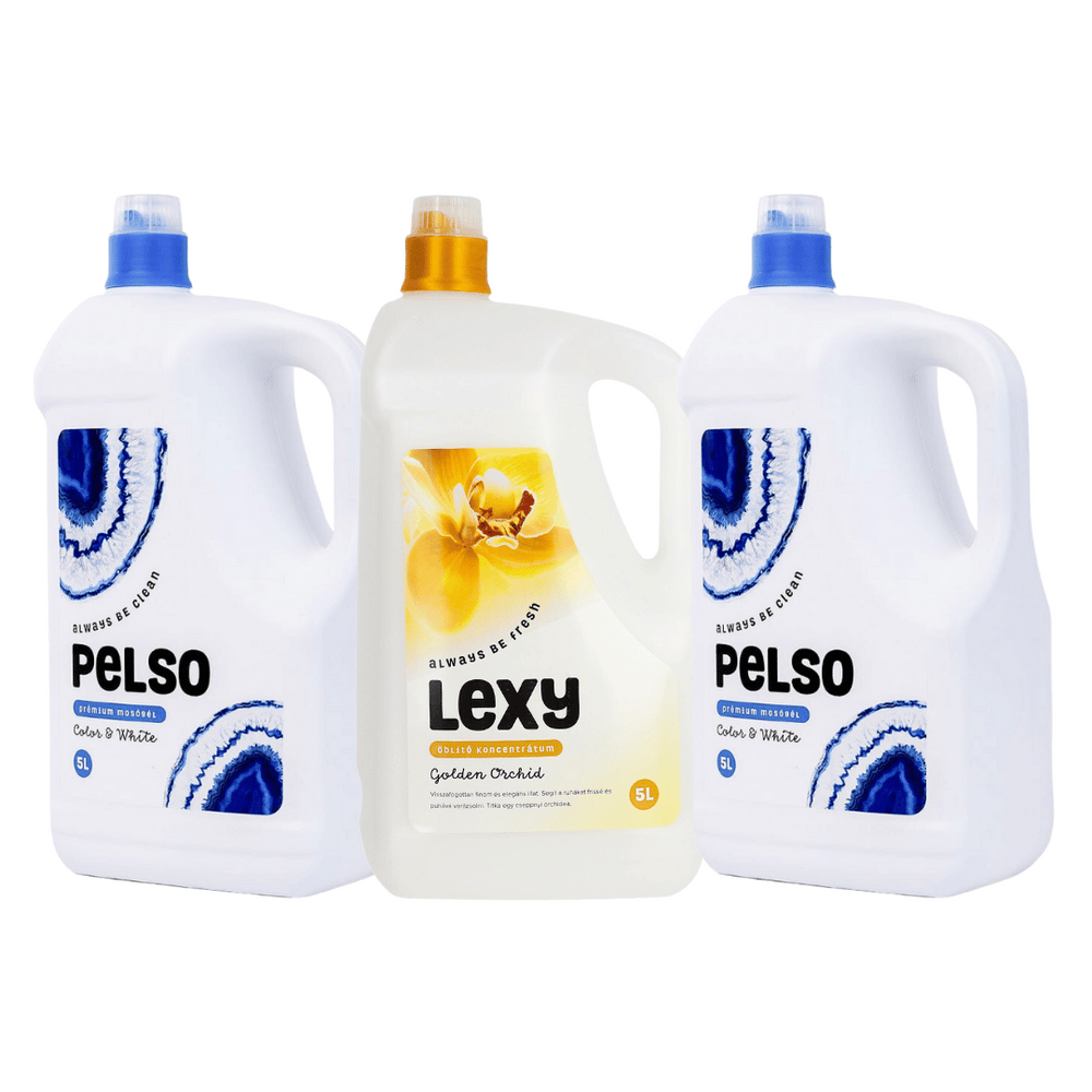 Pachet cu 2x Detergent Pelso Color & White 5L + 1x Balsam Lexy Golden Orchid 5L