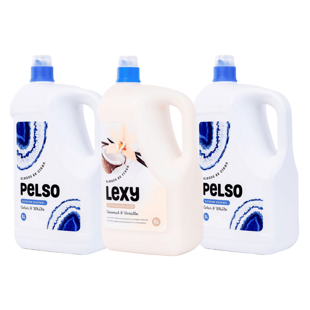 Pachet cu 2x Detergent Pelso Color & White 5L + 1x Balsam Lexy Coconut Vanilla